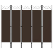 Sobna pregrada s 5 panela smeđa 200 x 180 cm