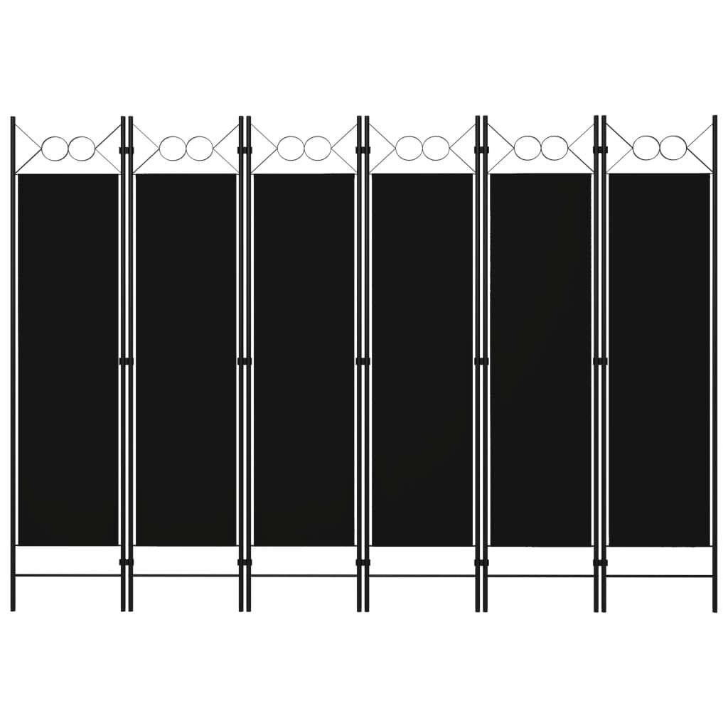 Sobna pregrada sa 6 panela crna 240 x 180 cm