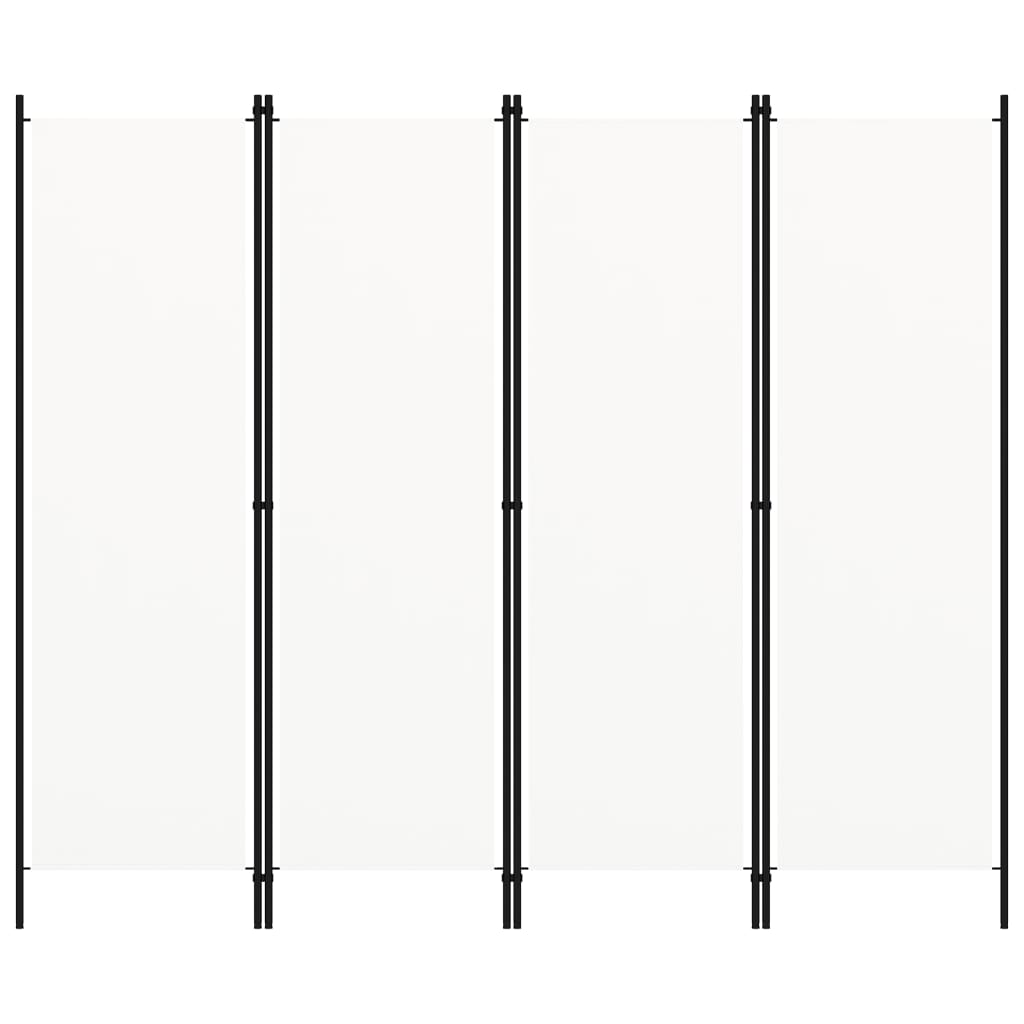 Sobna pregrada s 4 panela bijela 200 x 180 cm