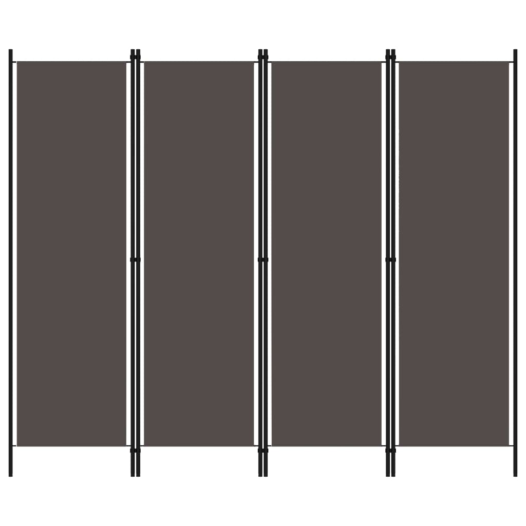 Sobna pregrada s 4 panela antracit 200 x 180 cm