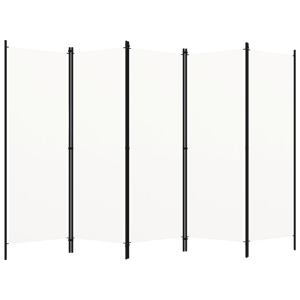 Sobna pregrada s 5 panela bijela 250 x 180 cm