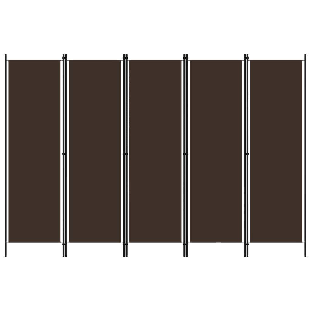 Sobna pregrada s 5 panela smeđa 250 x 180 cm