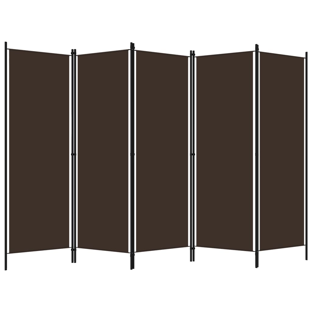 Sobna pregrada s 5 panela smeđa 250 x 180 cm