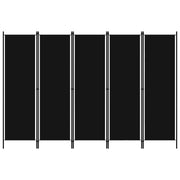Sobna pregrada s 5 panela crna 250 x 180 cm