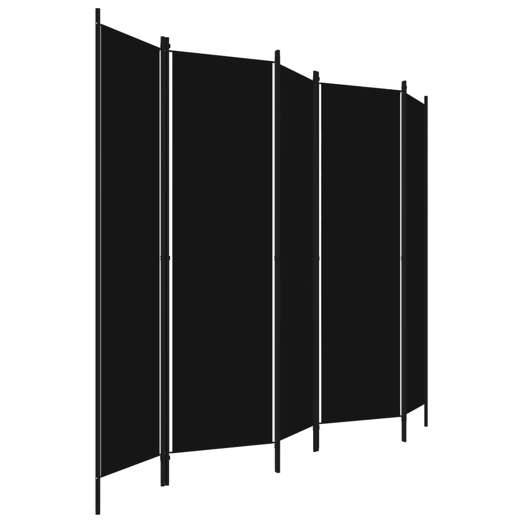 Sobna pregrada s 5 panela crna 250 x 180 cm