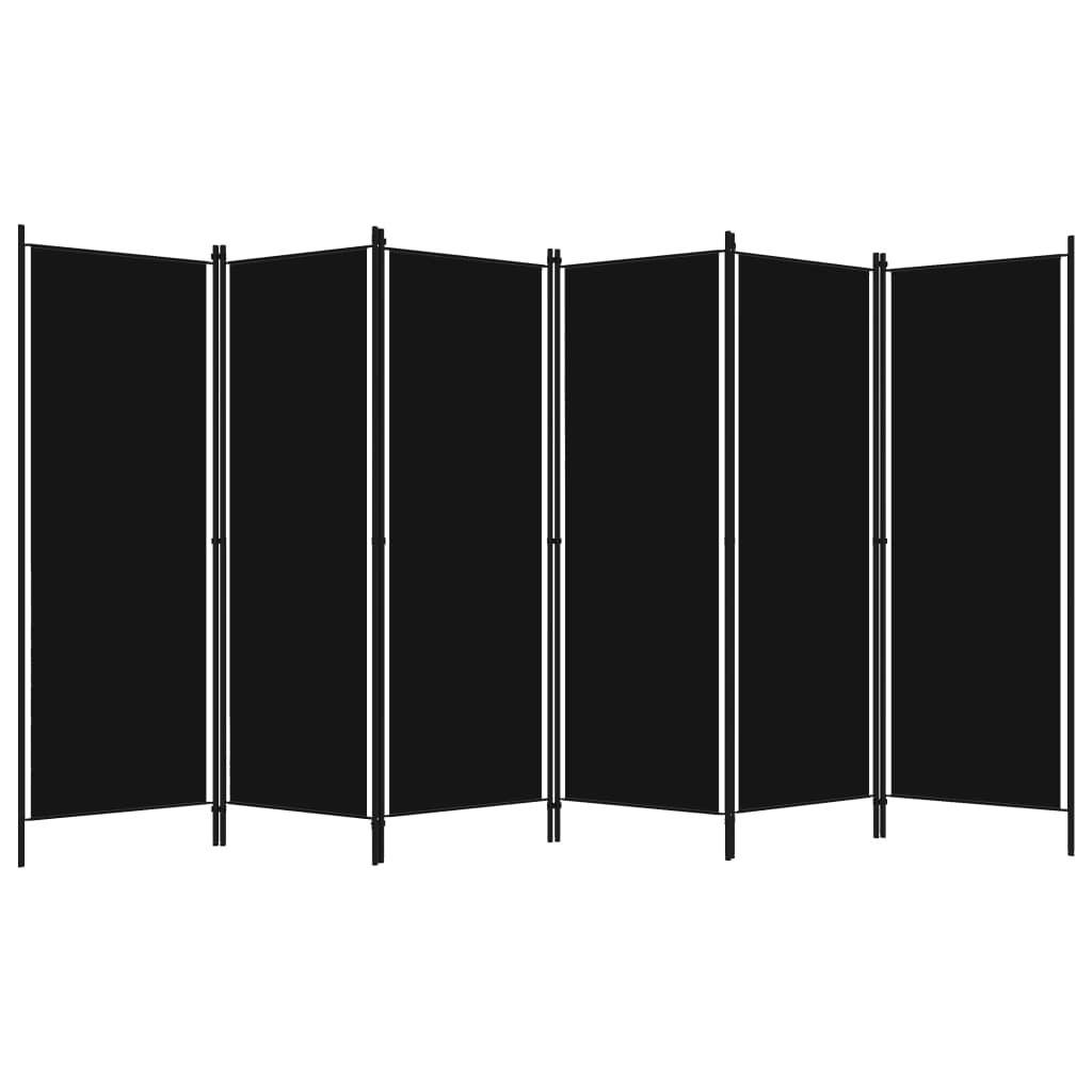 Sobna pregrada sa 6 panela crna 300 x 180 cm
