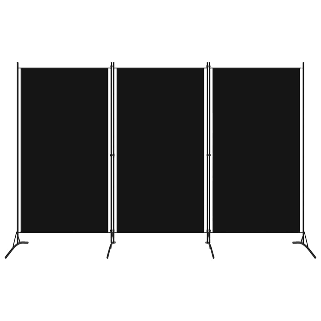 Sobna pregrada s 3 panela crna 260 x 180 cm