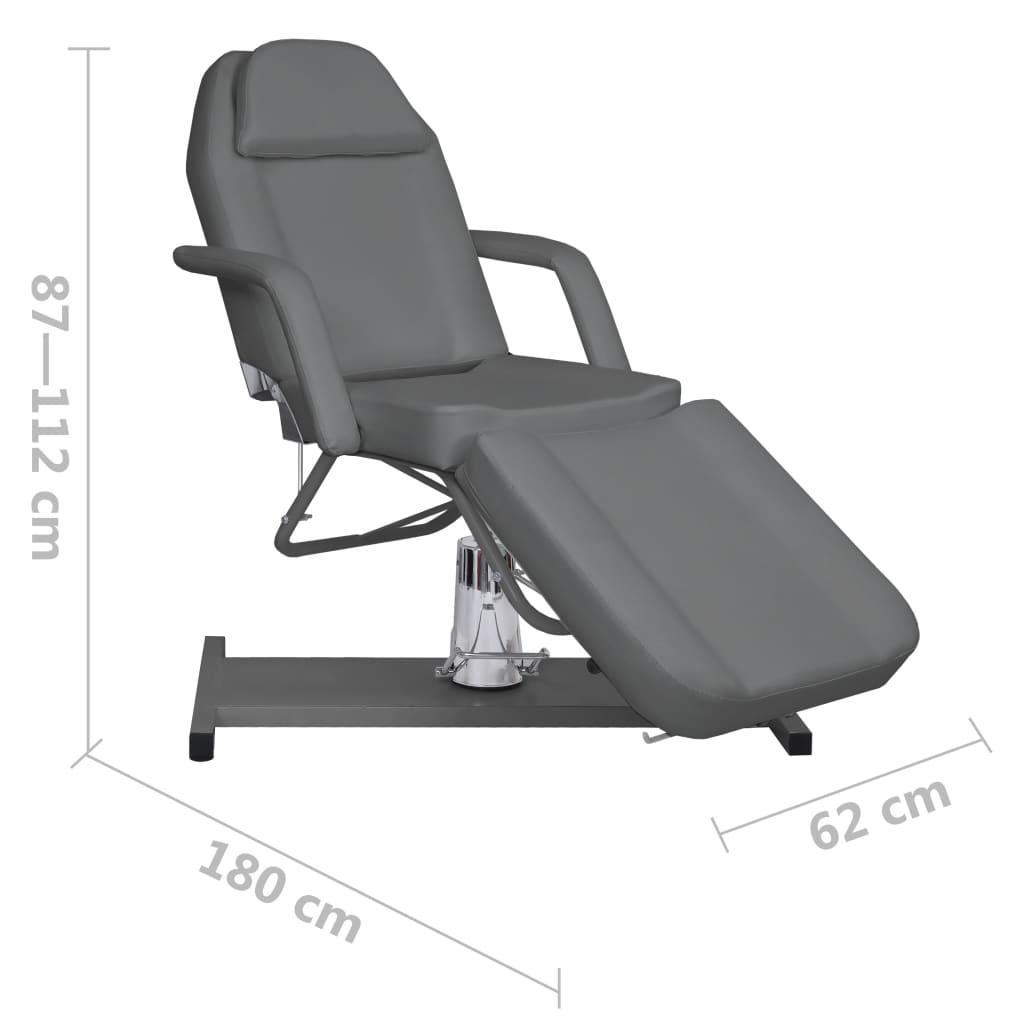 Masažni stol sivi 180 x 62 x (87 - 112) cm