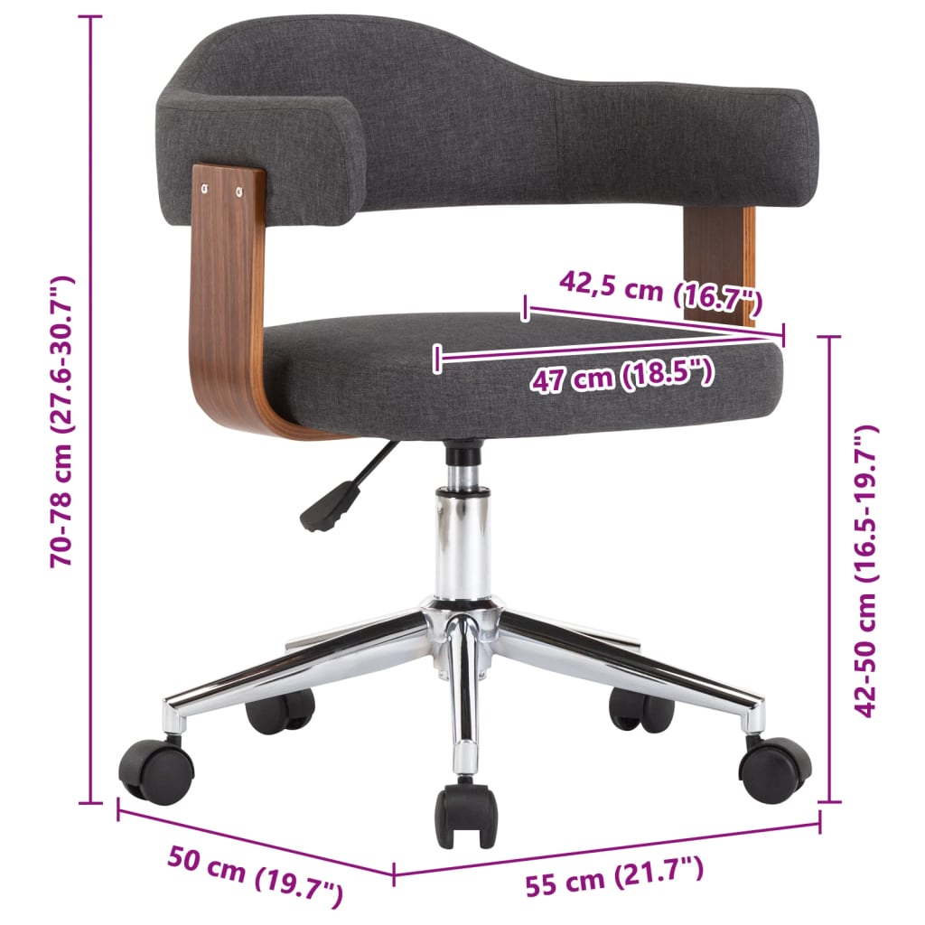 Okretne blagovaonske stolice 6 kom sive savijeno drvo i tkanina
