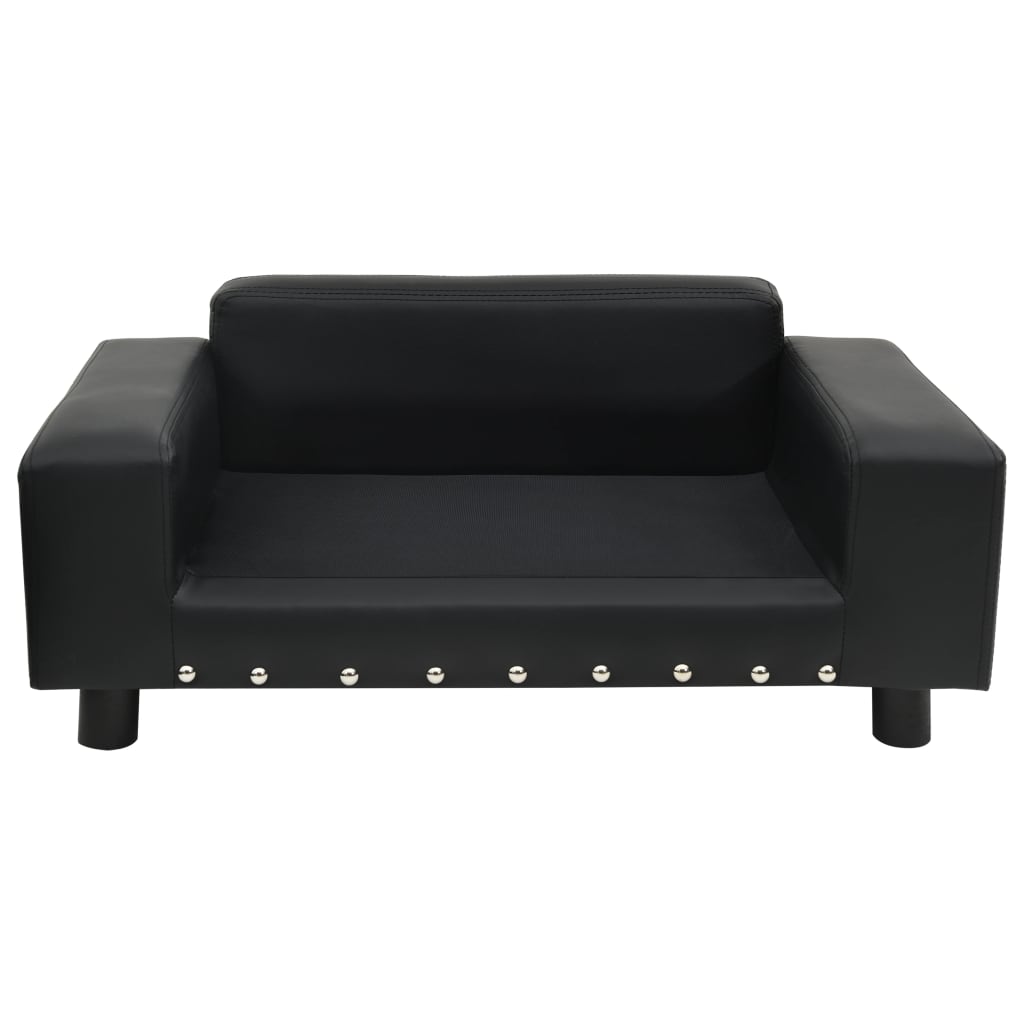 Sofa za pse crna 81 x 43 x 31 cm od pliša i umjetne kože