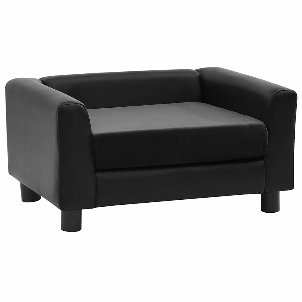 Sofa za pse crna 60 x 43 x 30 cm od pliša i umjetne kože