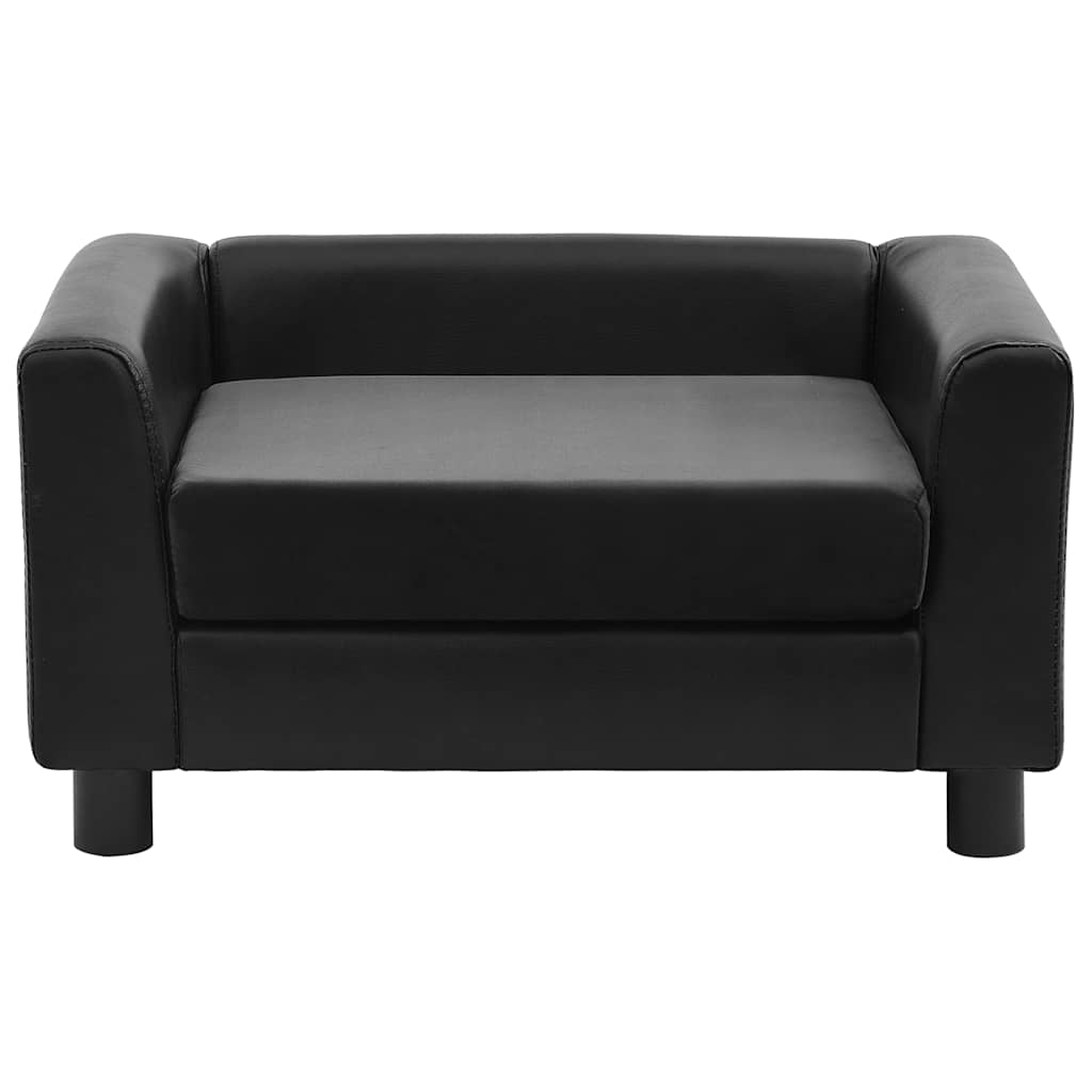 Sofa za pse crna 60 x 43 x 30 cm od pliša i umjetne kože