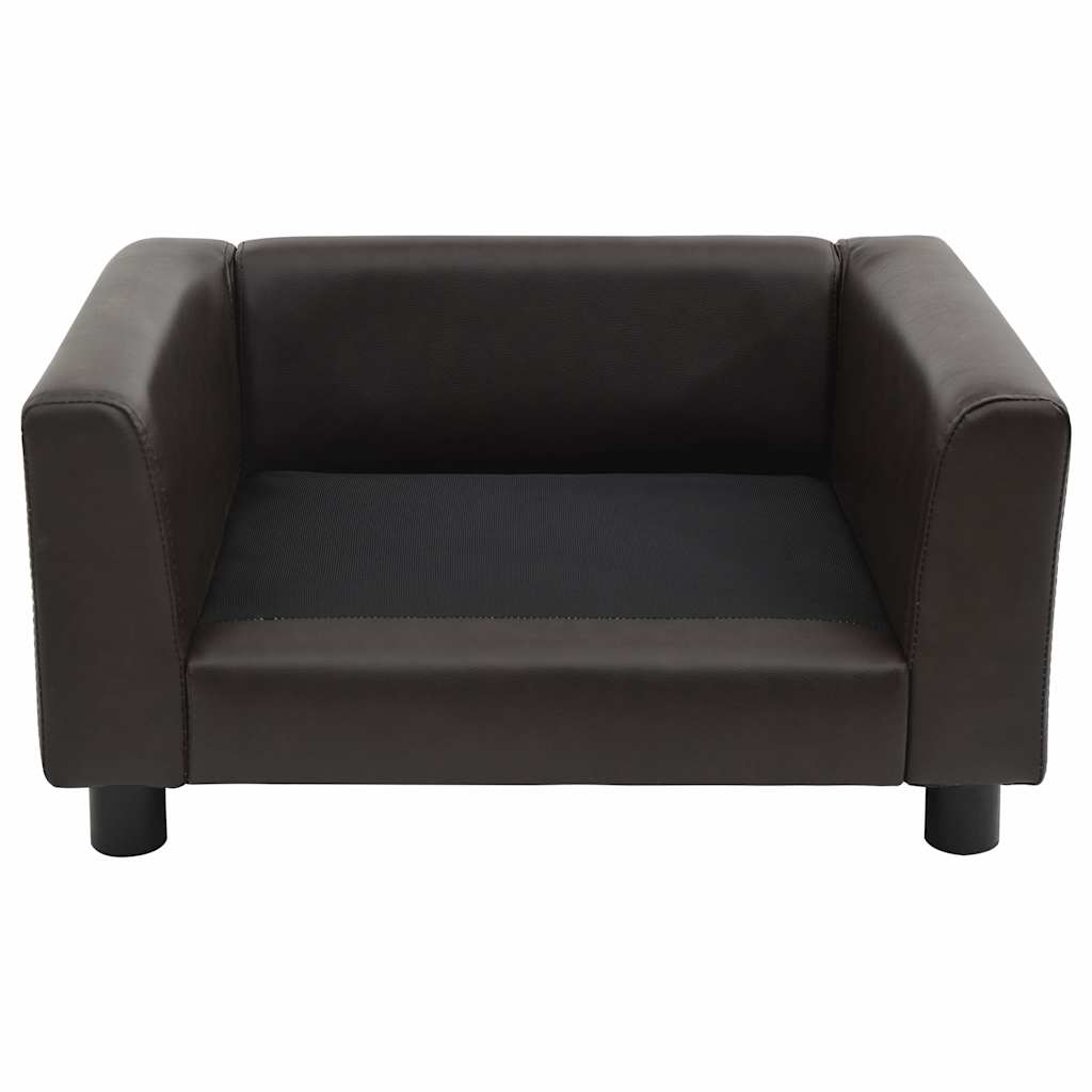 Sofa za pse smeđa 60 x 43 x 30 cm od pliša i umjetne kože