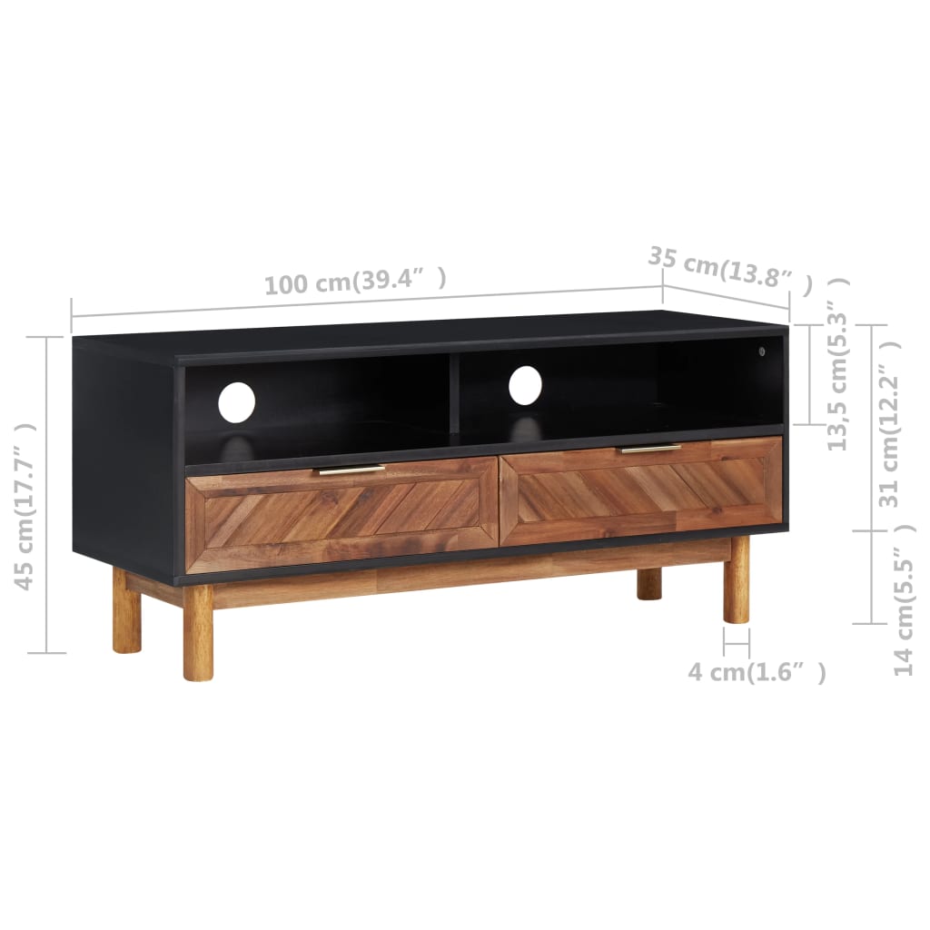 TV ormarić 100 x 35 x 45 cm od masivnog bagremovog drva i MDF-a