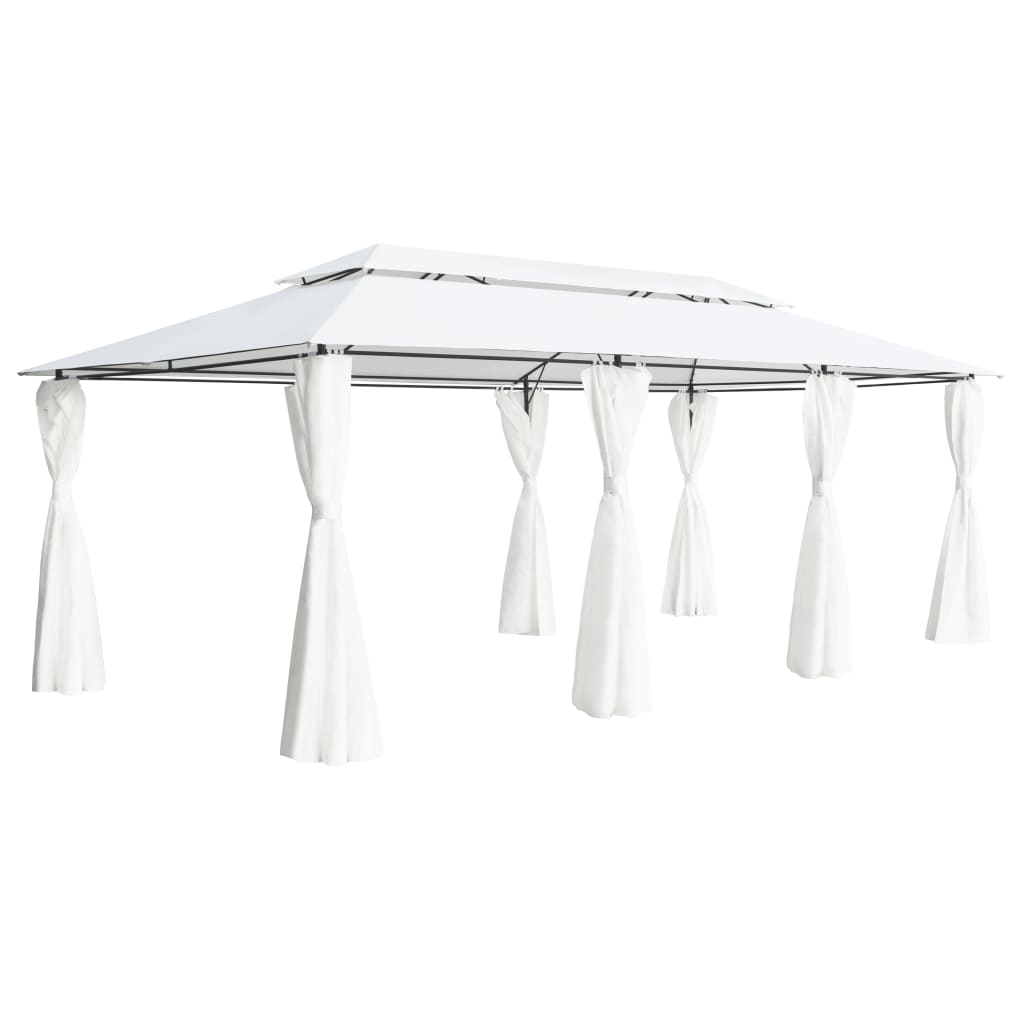 Sjenica sa zastorima 600 x 298 x 270 cm bijela 180 g/m²