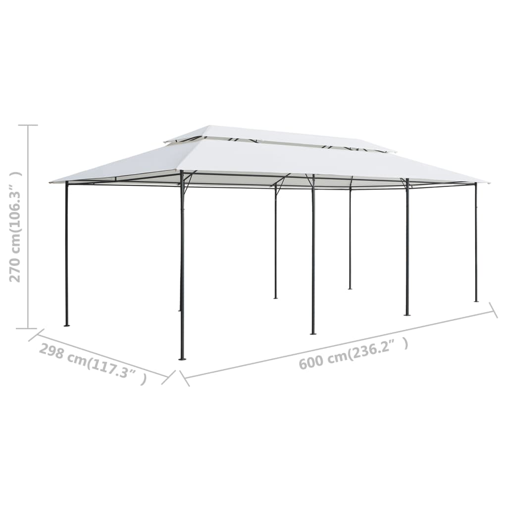 Sjenica sa zastorima 600 x 298 x 270 cm bijela 180 g/m²