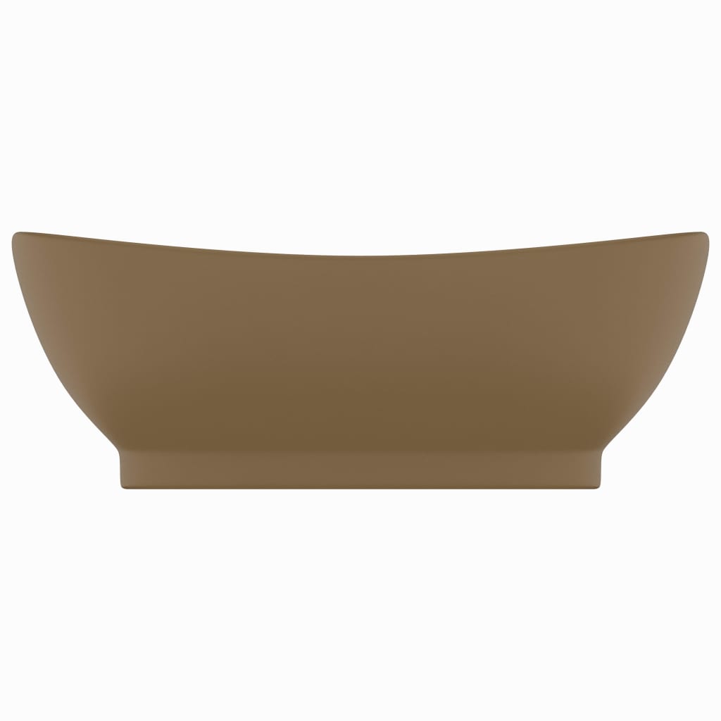 Luksuzni ovalni umivaonik mat krem 58,5 x 39 cm keramički