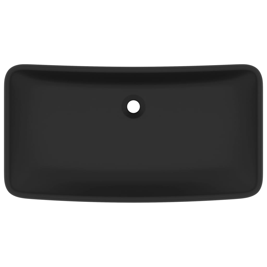 Luksuzni pravokutni umivaonik mat crni 71 x 38 cm keramički