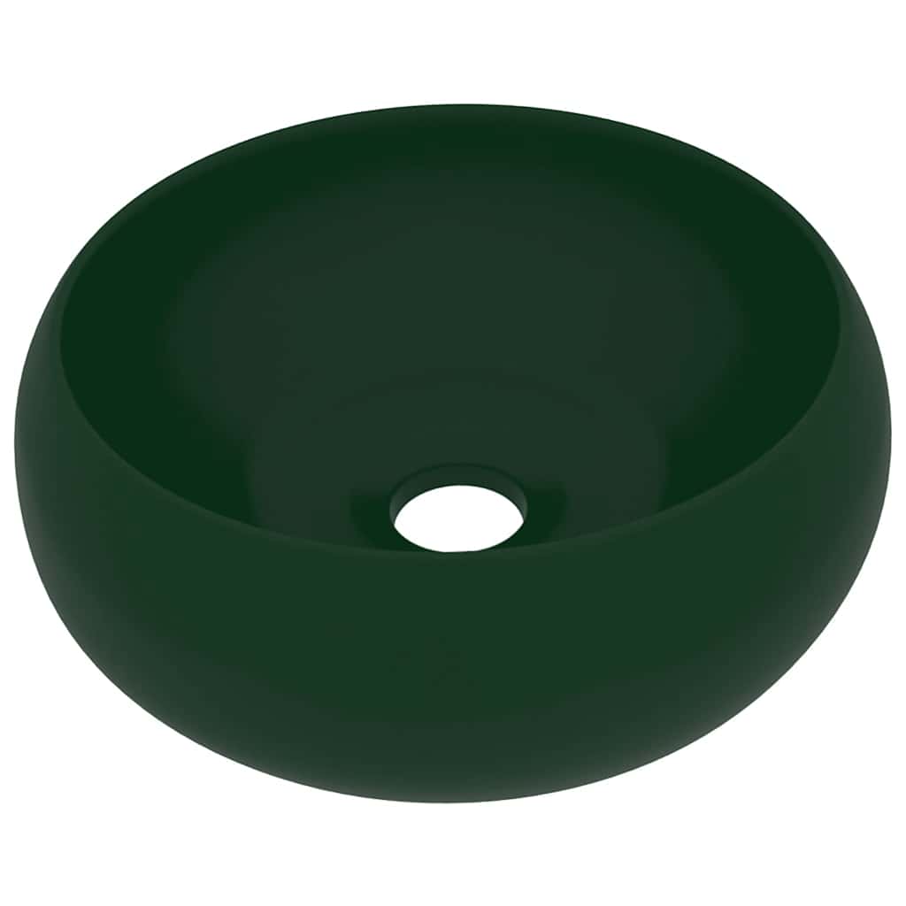 Luksuzni okrugli umivaonik mat tamnozeleni 40 x 15 cm keramički