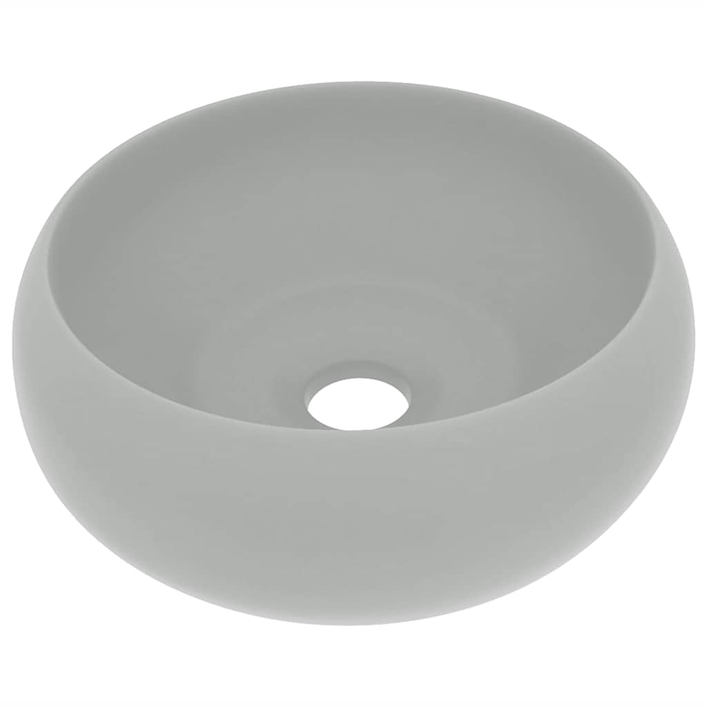 Luksuzni okrugli umivaonik mat svjetlosivi 40 x 15 cm keramički