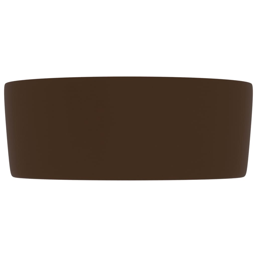 Luksuzni okrugli umivaonik mat tamnosmeđi 40 x 15 cm keramički