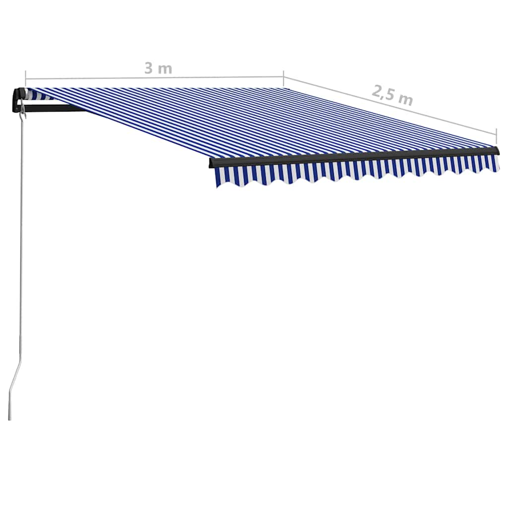 Tenda na ručno uvlačenje LED 300 x 250 cm plavo-bijela