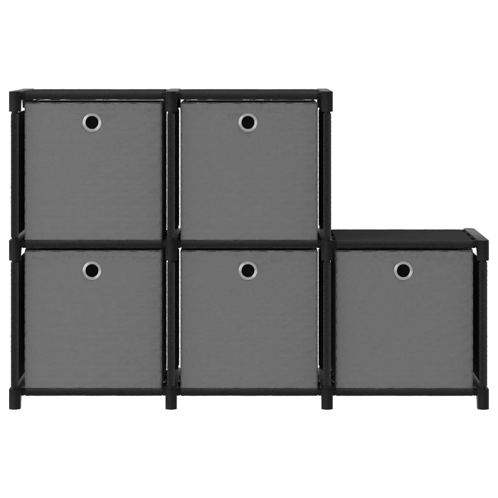 Police za izlaganje s 5 kutija crne 103x30x72,5 cm od tkanine