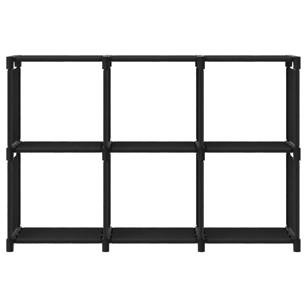 Police za izlaganje sa 6 kocki od tkanine 103x30x72,5 cm crne