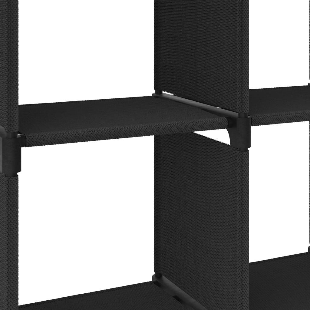 Police za izlaganje sa 6 kocki od tkanine 103x30x72,5 cm crne