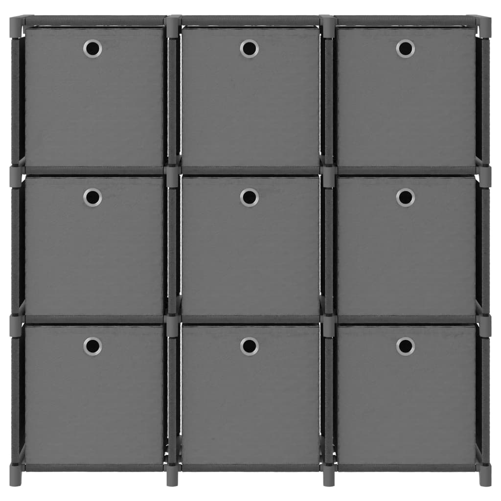 Police za izlaganje s 9 kutija sive 103x30x107,5 cm od tkanine