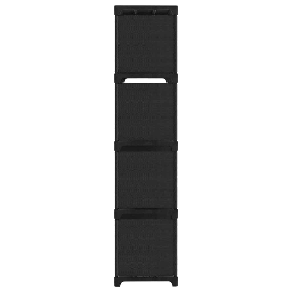 Police za izlaganje s 12 kocki od tkanine 103x30x141 cm crne