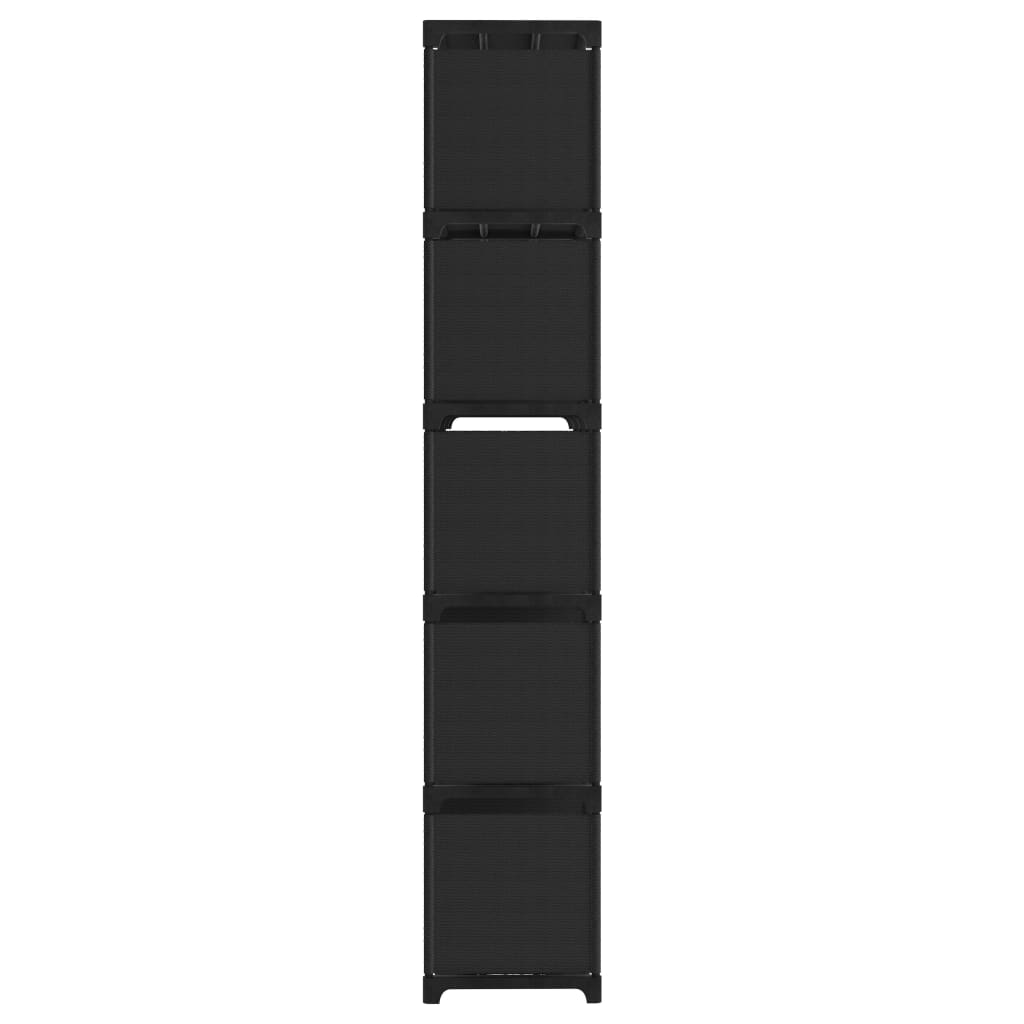Police za izlaganje s 15 kocki crne 103x30x175,5 cm od tkanine