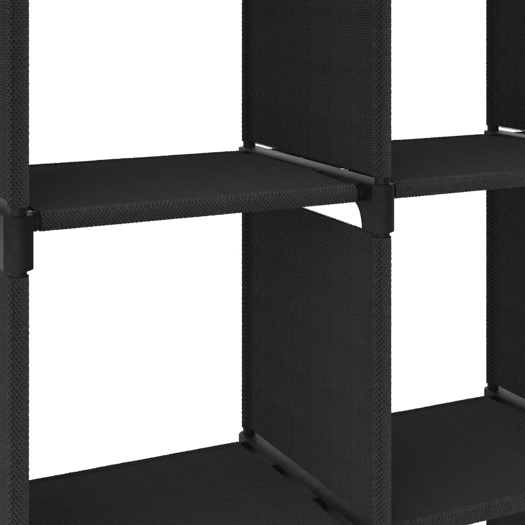 Police za izlaganje s 15 kocki crne 103x30x175,5 cm od tkanine
