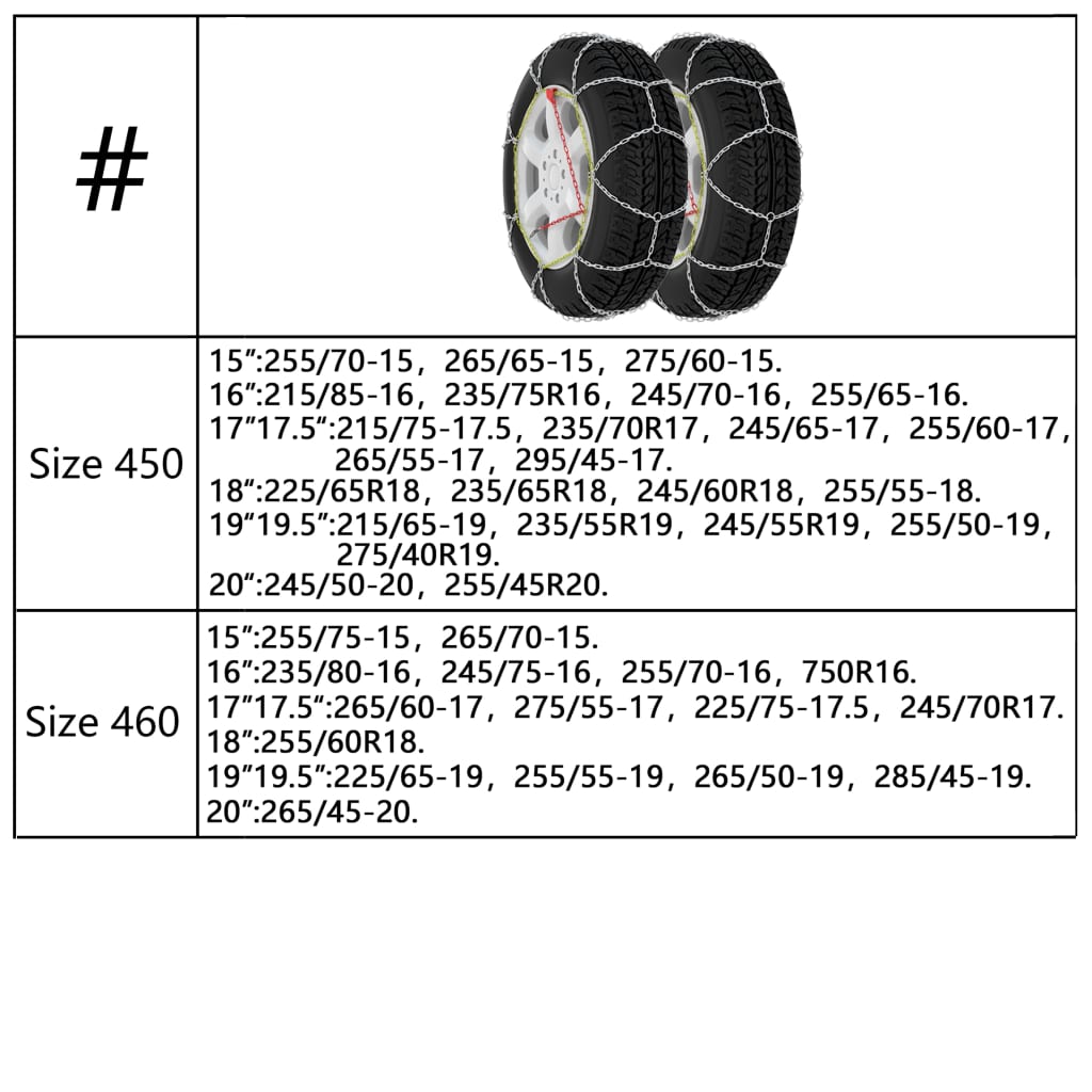 Lanci za snijeg za auto gume 2 kom 16 mm SUV 4 x 4 vel. 400