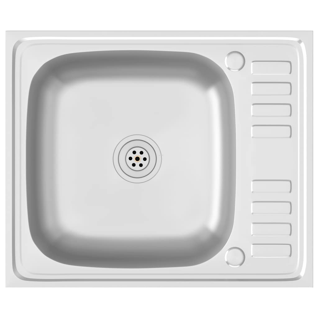 Kuhinjski sudoper s cjedilom srebrni 600 x 500 x 155 mm čelični