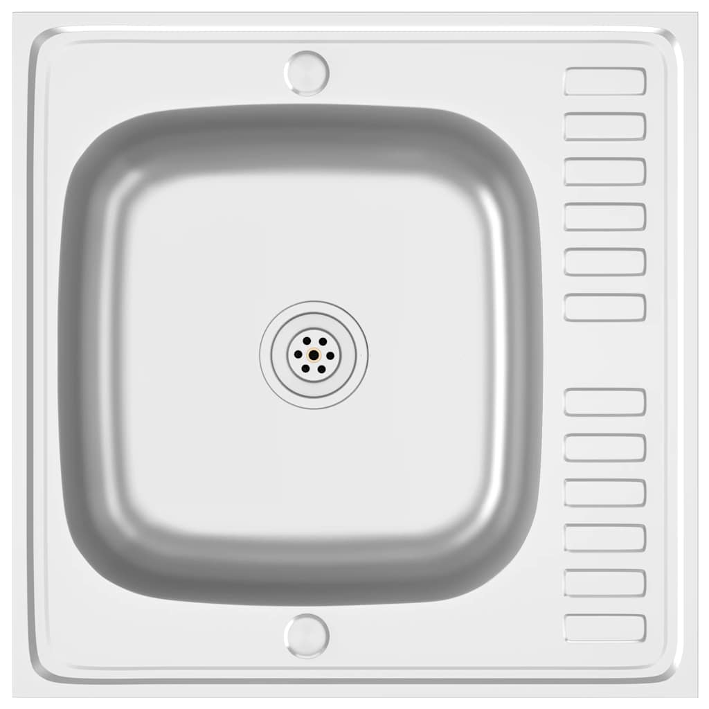 Kuhinjski sudoper s cjedilom srebrni 600 x 600 x 155 mm čelični