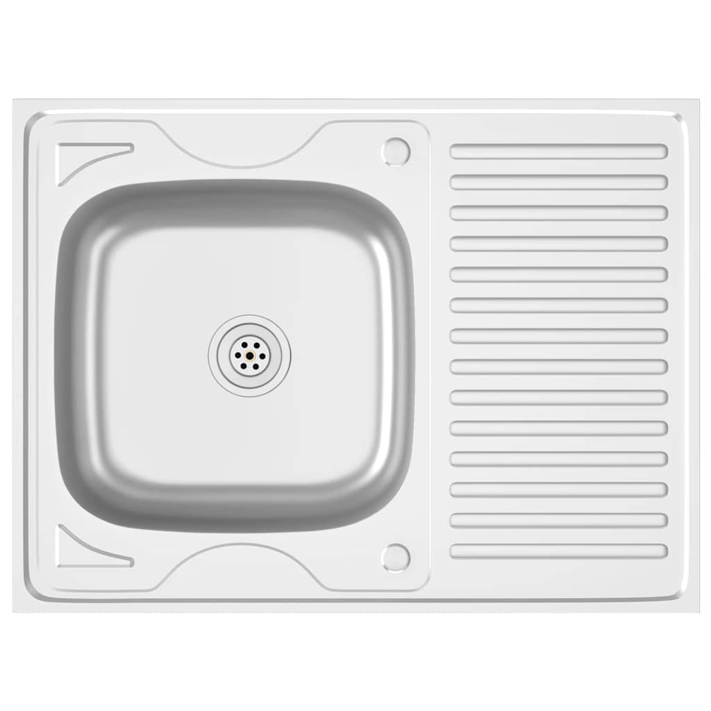 Kuhinjski sudoper s cjedilom srebrni 800 x 600 x 155 mm čelični