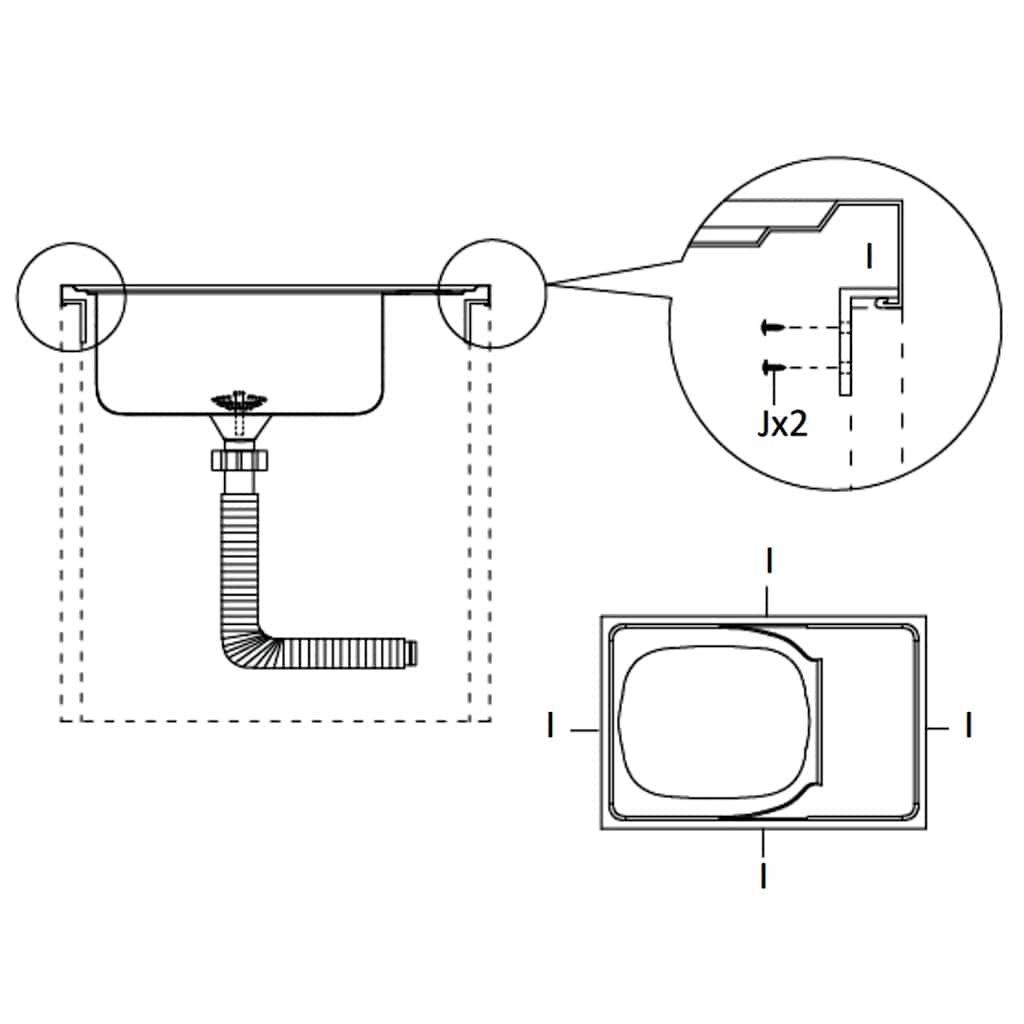 Kuhinjski sudoper s cjedilom srebrni 800 x 600 x 155 mm čelični