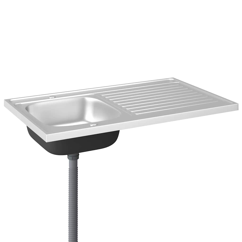 Kuhinjski sudoper s cjedilom srebrni 1000x600x155 mm čelični