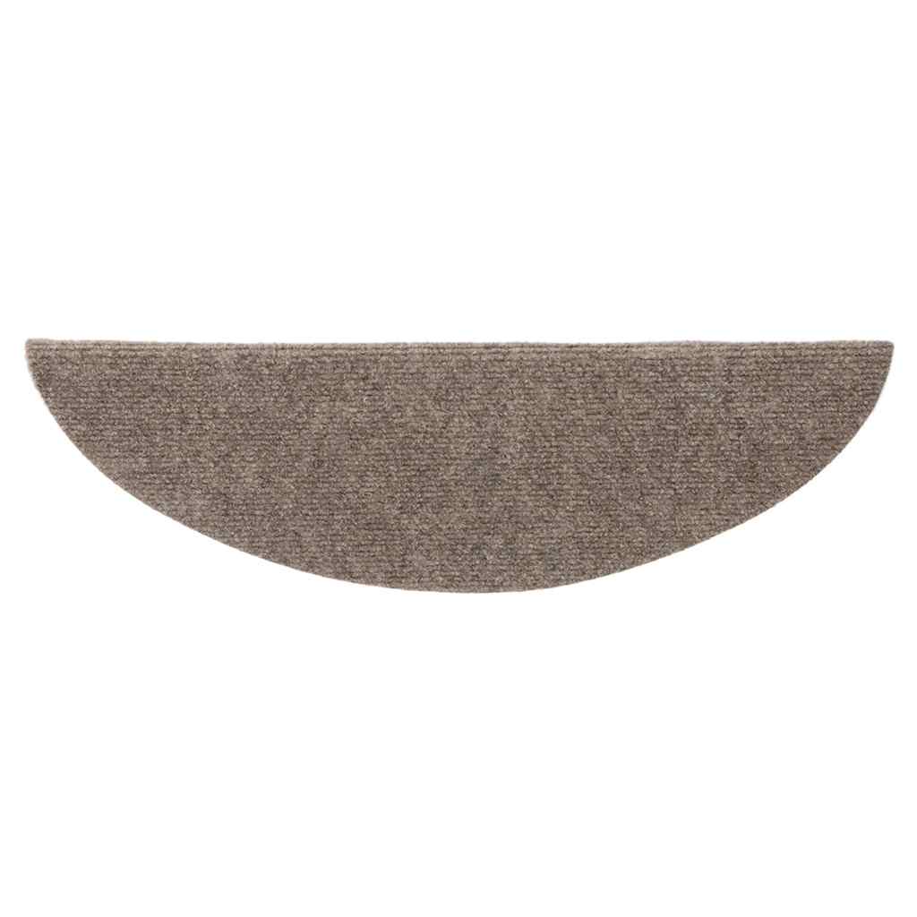 Prostirke za stepenice, samoljepljive, 15 kom, 56x17x3 cm, bež, poluokrugle