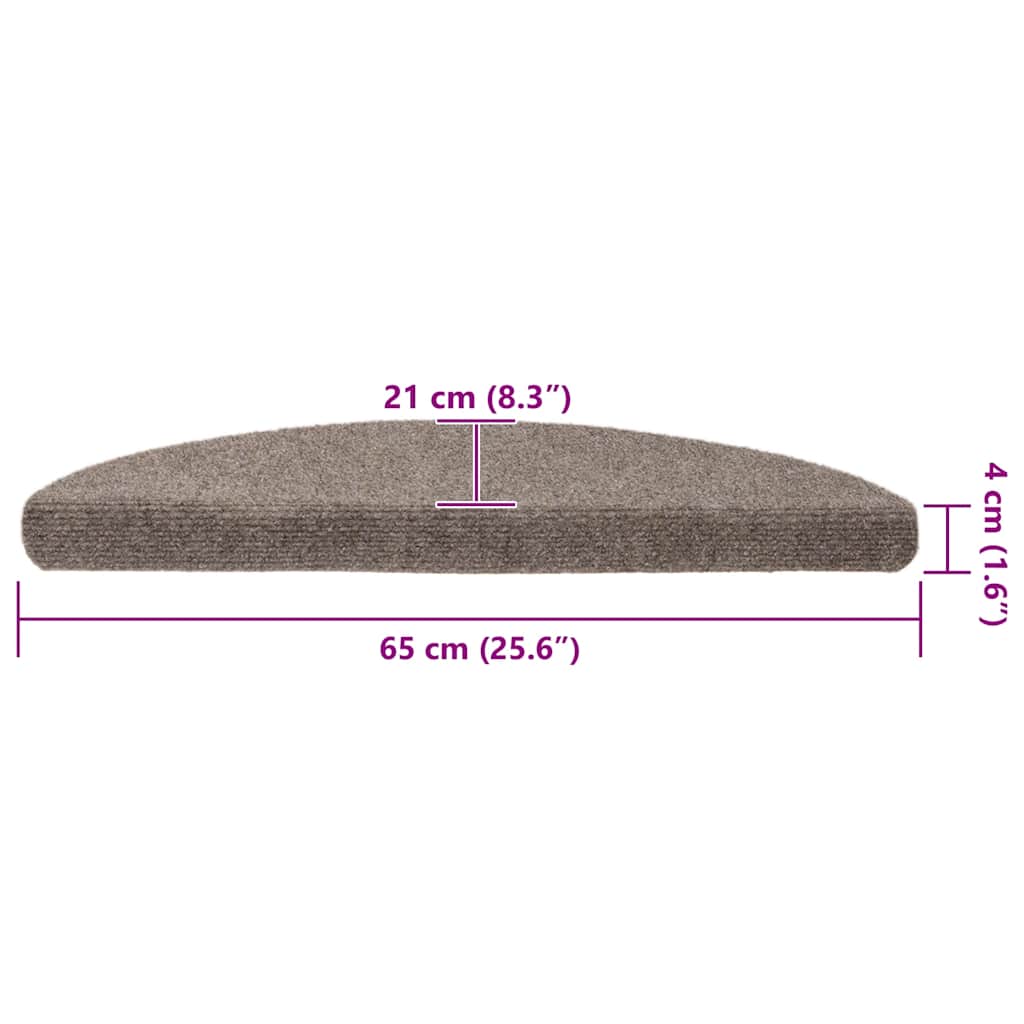Prostirke za stepenice, samoljepljive, 15 kom, 65x21x4 cm, bež, poluokrugle, velike
