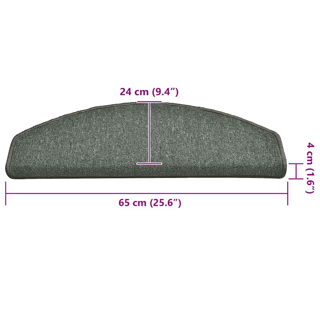 Prostirke za stepenice 15 kom 65x24x4 cm tamnozelene poluokrugle velike