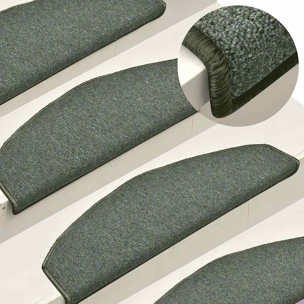 Prostirke za stepenice 15 kom 65x24x4 cm tamnozelene poluokrugle velike