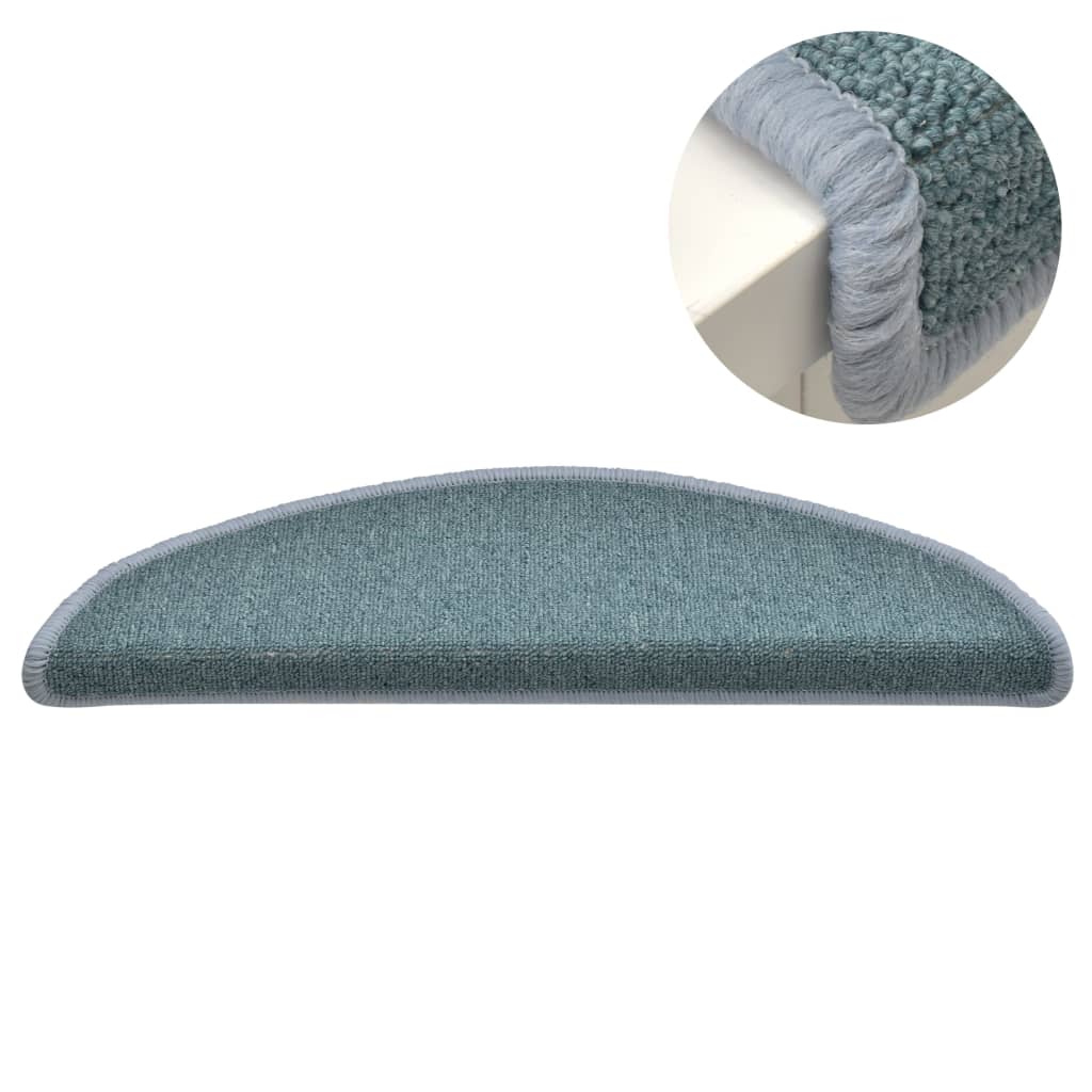 Prostirke za stepenice 15 kom 56x17x3 cm morsko plave poluokrugle
