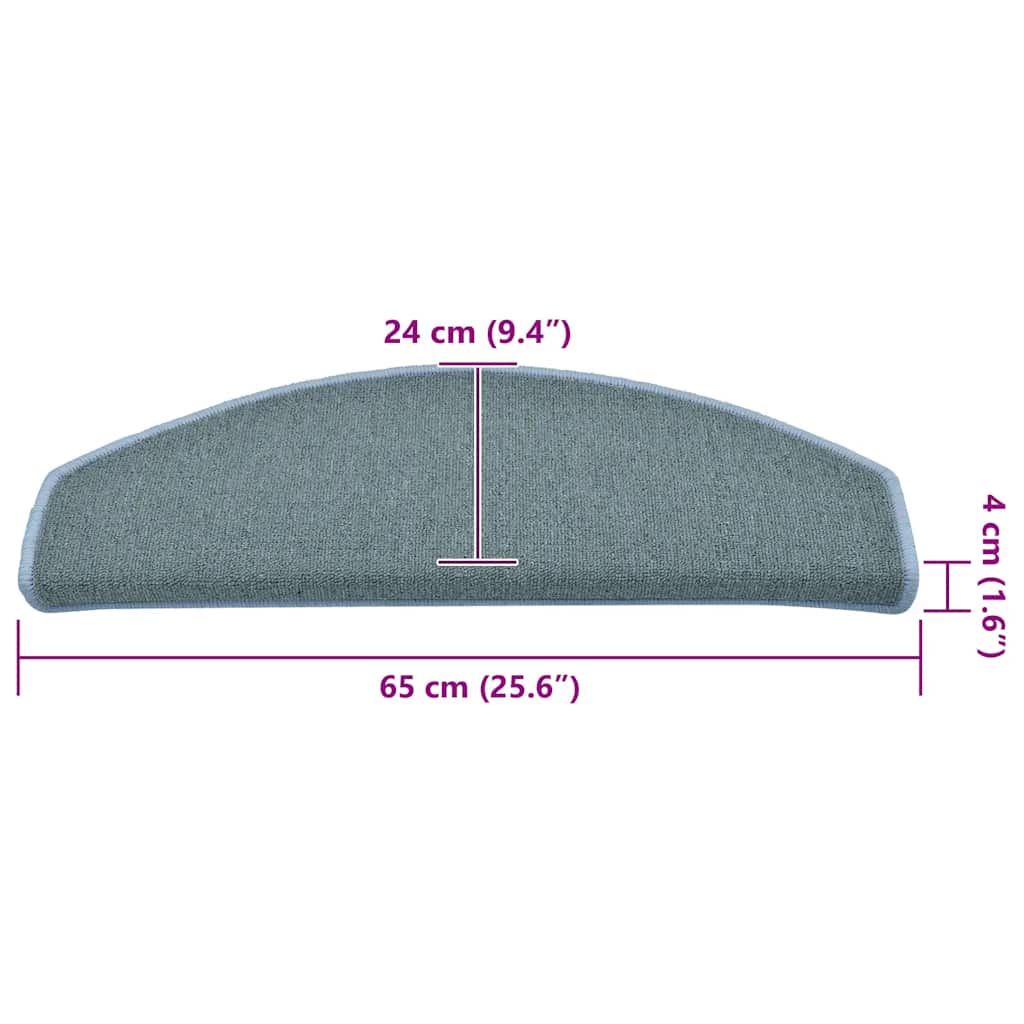 Prostirke za stepenice 15 kom 65x24x4 cm morsko plave poluokrugle velike