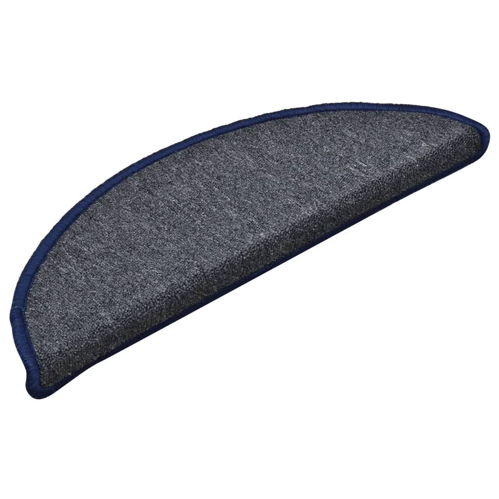 Prostirke za stepenice 15 kom 56x17x3 cm tamno sive i plave poluokrugle