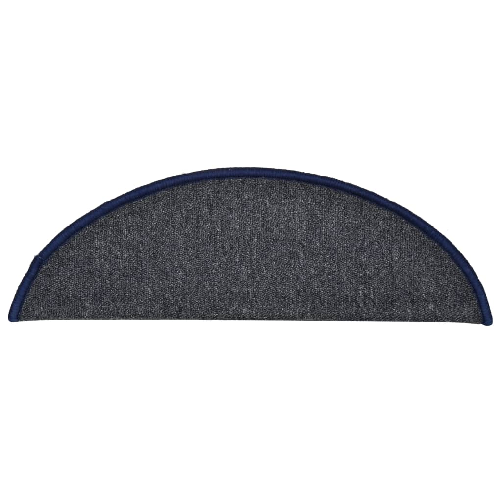 Prostirke za stepenice 15 kom 56x17x3 cm tamno sive i plave poluokrugle