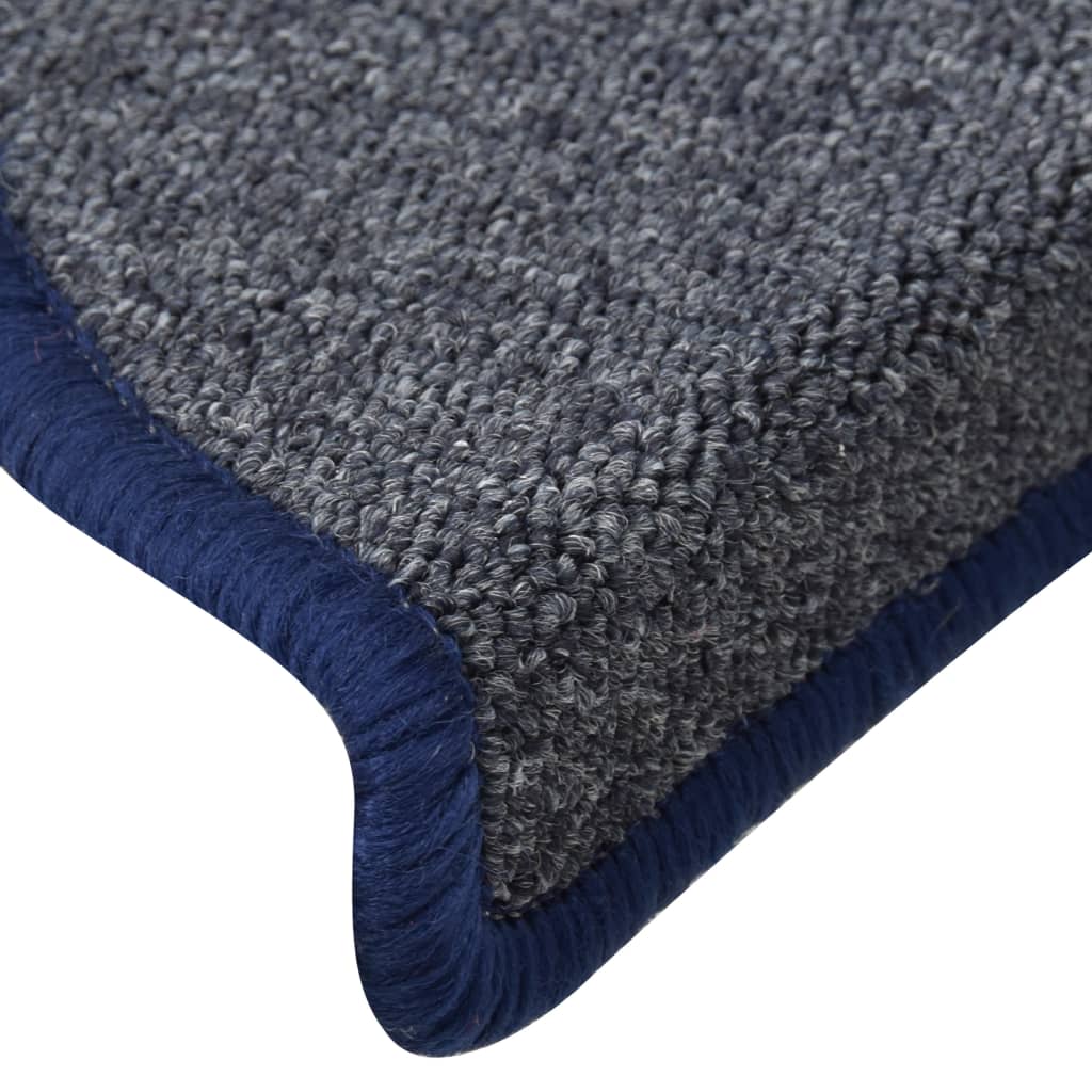 Prostirke za stepenice 15 kom 56x17x3 cm tamno sive i plave poluokrugle