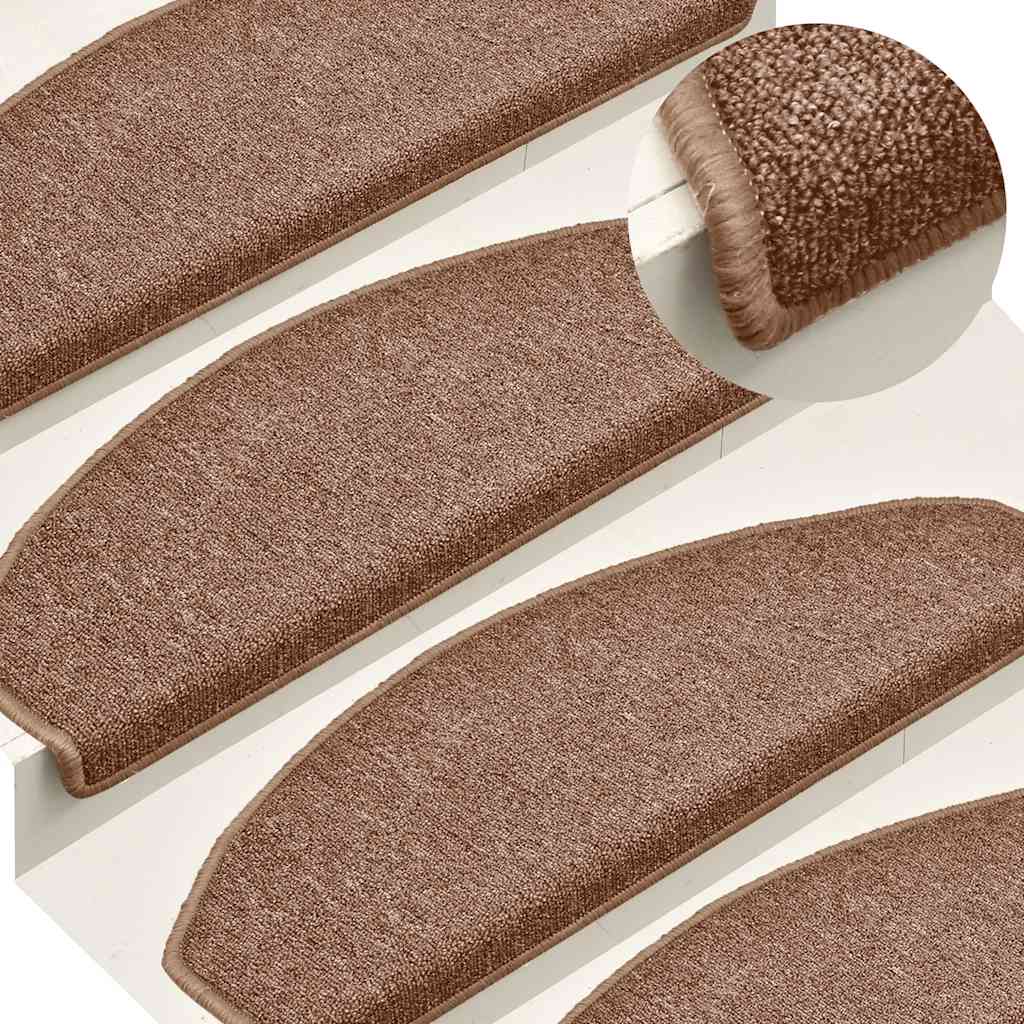 Prostirke za stepenice 15 kom 65x24x4 cm Smeđe poluokrugle velike