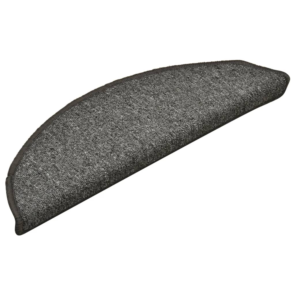 Prostirke za stepenice 15 kom 56x17x3 cm tamno sive poluokrugle